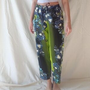 W11 8 by Walter Baker Floral Green and Blue Summer Trousers